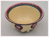 A Bali stoneware bowl, decorated in Macintosh style roses on cream colour background - second view.
