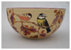 A Bali stoneware coal tit bowl, decorated with coal tit and autumn leaves - first view.