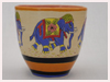 A Bali stoneware high jar glazed with decorative Indian elephants - first view.