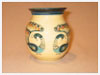 A Bali stoneware small narrow neck peacock jar, decorated with 4 peacocks - first view.